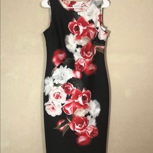 CALVIN KLEIN ROSE PRINT DRESS